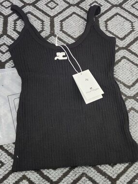 Courreges Black Reedition Ribbed Tank